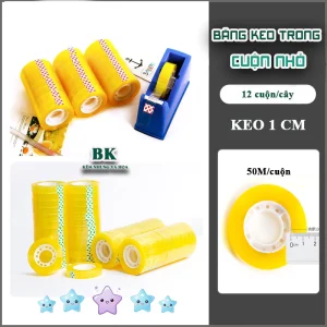 Băng keo trong 1cm loại tốt, dày, siêu dai, dính tốt, làm bó hoa tươi, hoa handmade